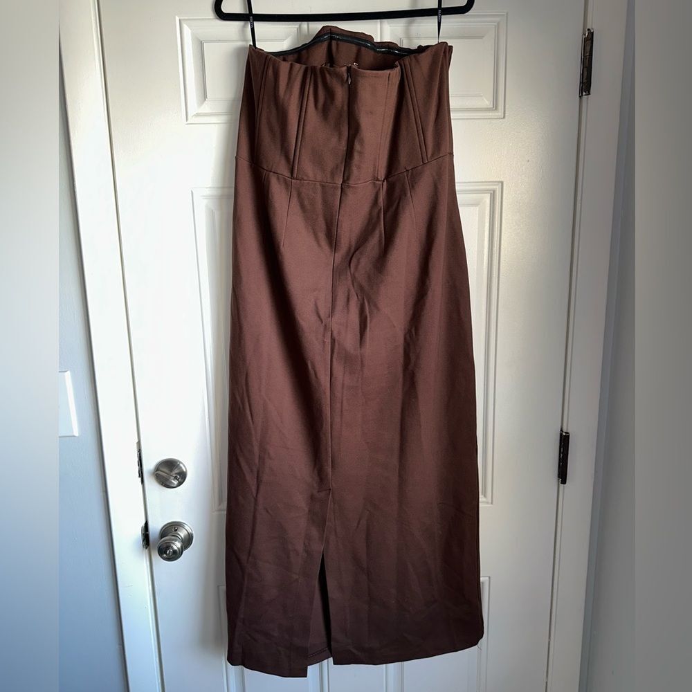 Eloquii Brown Strapless Midi Dress - Picture 5 of 7